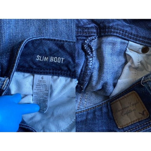 American Eagle Jeans Womens 4 Blue Slim Bootcut Low Rise Frayed Hem Denim 29X30 - Picture 12 of 12